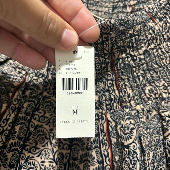 NWT Anthropologie Vanessa Virginia Off Shoulder Blouse M Black Motif Boho Floral - Picture 6 of 9